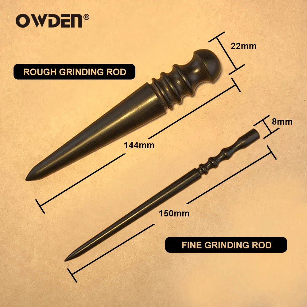 OWDEN 2PCS Leather Edge Slicker lucido Rods Tool ebano Round Burnisher Set lucidatrice per bordi in pelle