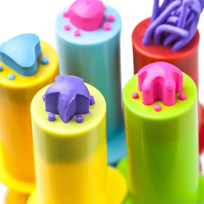 5 Pieces/Set Dough Extruders Set Assorted Designs Novelty DIY Plasticine Squeeze Making Playdoh Tool for Playing N09 21 Dropship