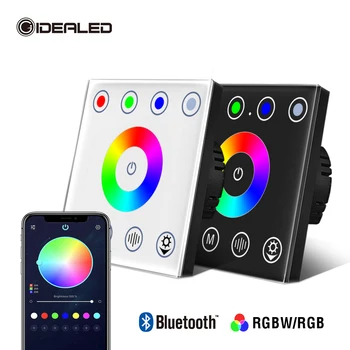 Contrôleur d'écran tactile mural intelligent RGB/RGBW, application Bluetooth, variateur de commutateur en verre pour bande lumineuse LED DC12V 24V