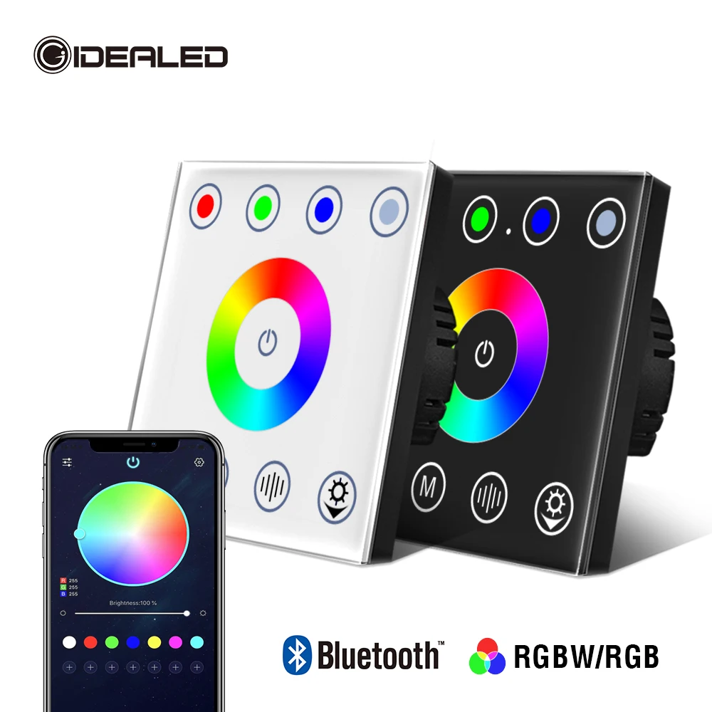 inteligente de parede touch panel controller rgb rgbw dimmer interruptor de vidro led strip light bluetooth app dc 12v 24v 01