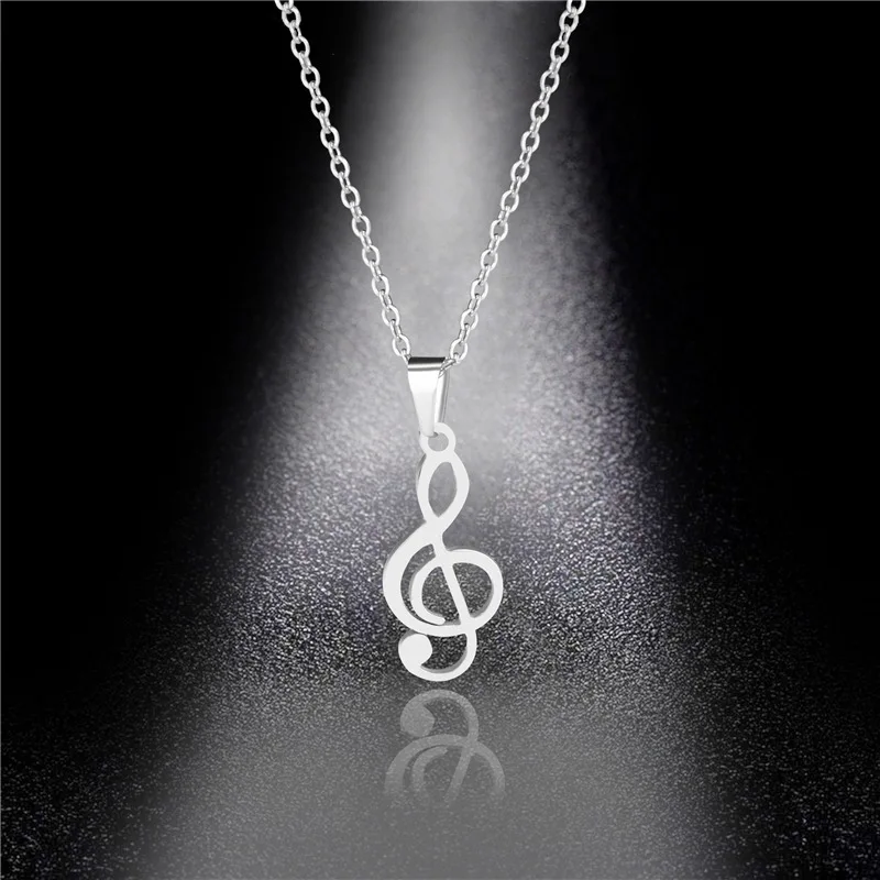 Cute Music Note Musical Symbol Necklace Stainless Steel Musical Art Necklace Collar Femme Teacher Student Graduation Gift