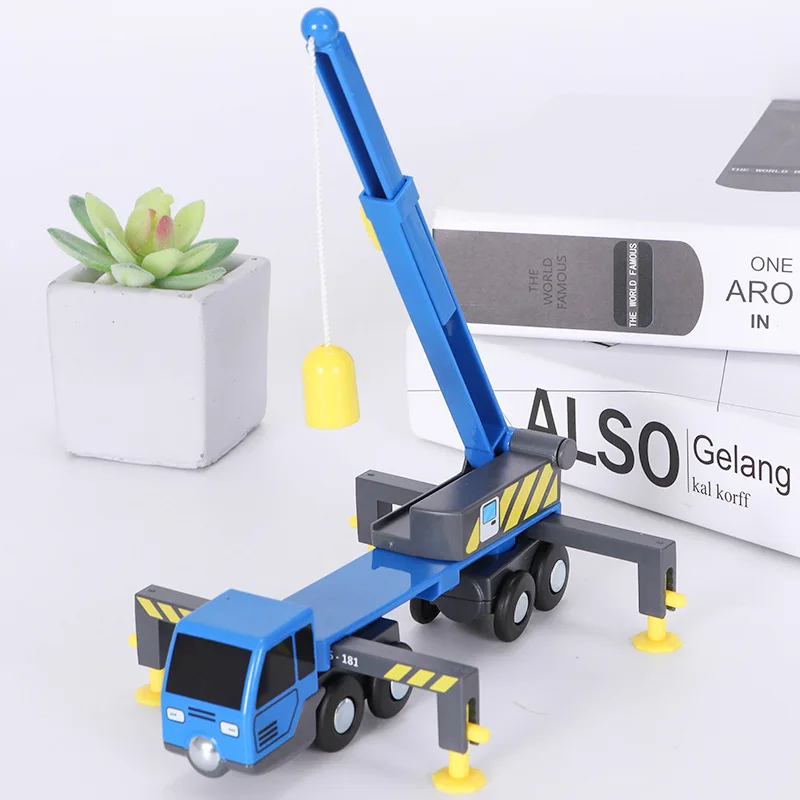 Crane Toy Boom Lifting Plastic Retractable Inertial Hand Push Engineering Truck Compatible With Wooden Track Children Gift B156