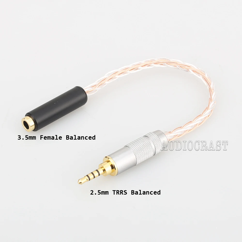 High Quality 3.5mm 3 Pole Headphone Plug to 2.5mm Balanced Female Aux Cable Hifi Audio Jack Cable