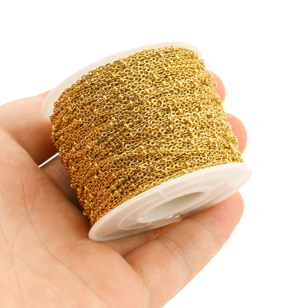 2 Meters Stainless Steel With beads Link Chain Necklace Bulk Cable 1.5mm Width Chain for Jewelry Making Findings DIY Supplies