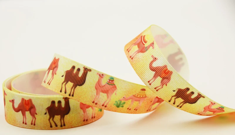 22mm 25mm 38mm 75mm Camels cartoon printed Grosgrain Ribbon party decoration 10 Yards X-04402