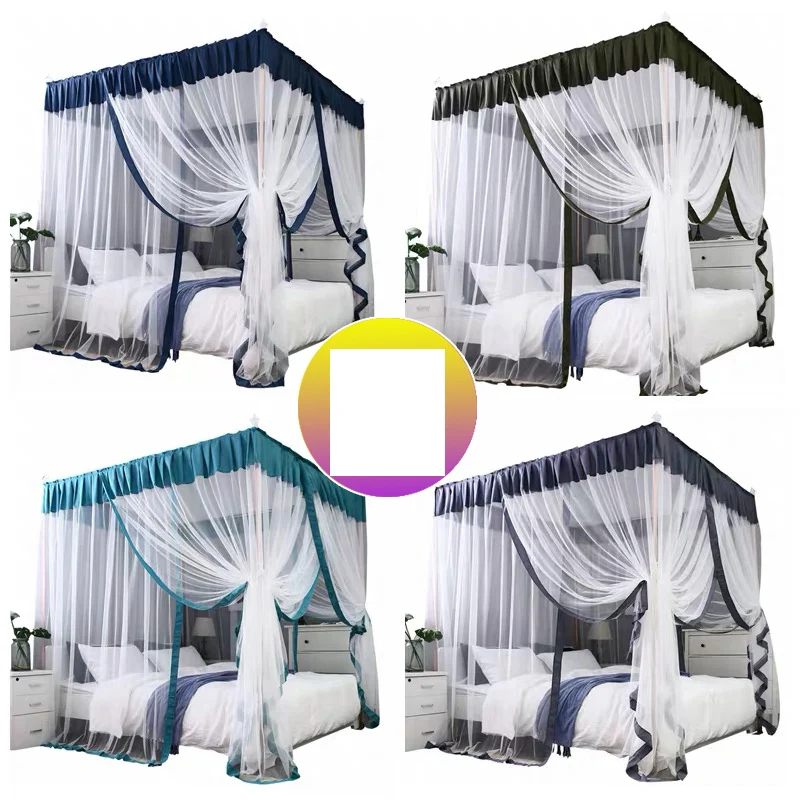 Summer Court Mosquito Net Home Three-door 1.8m Bed Bracket Double Thickened 1.5 Meters Princess Curtains Bed Tent Home Decor