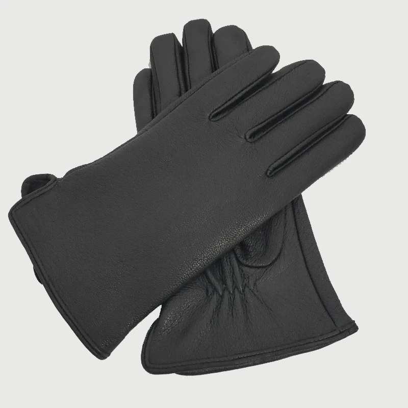 Winter Gloves men’s Leather Gloves Deerskin Thickened Water Wave Style Cashmere lining  Autumn And Winter Warm Free Shipping