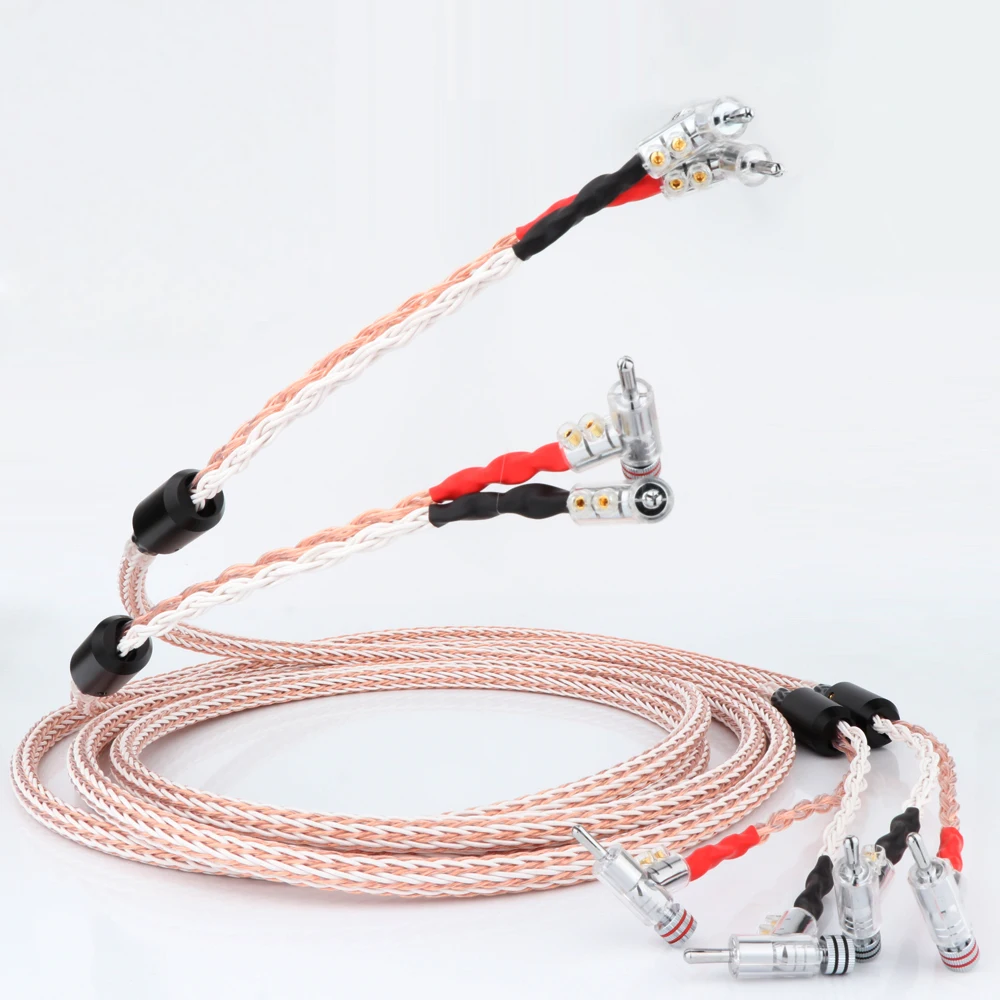 

8TC 16core HI-End 7N OCC Copper Audiophile Speaker Cable with right angled banana plug loudspeaker cable