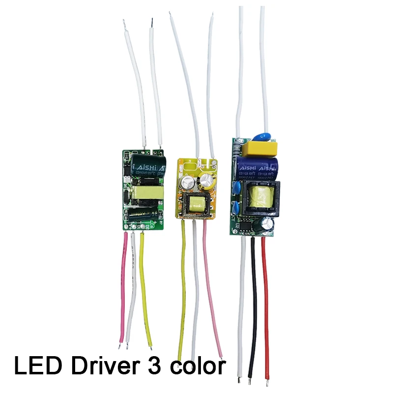 Sterownik LED 3 kolory Prąd 250mA 1-3W 4-7W 8-12W AC90-265V Transformatory oświetleniowe do żarówek LED Zasilacz Dwukolorowy 3Pin