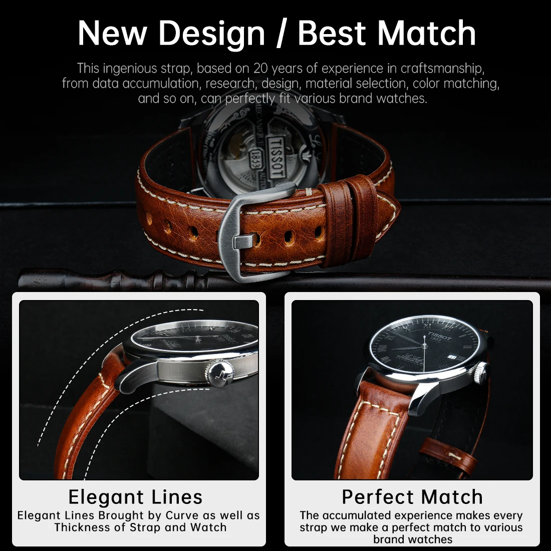 MAIKES Watch Accessories 20mm 22mm 24mm 26mm Watch Bands Genuine Leather Watch Strap Vintage Oil Wax Leather Watchband