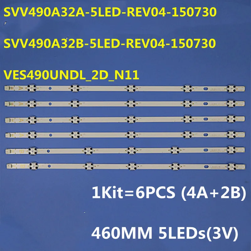 LED Backlight Strip VESTEL 490DRT VNB A/B-Type 49AO4USB 49U6763DG 49L2863DG 49L3653DB 49L3863DB D49F286B4CW TE49282B34C2H