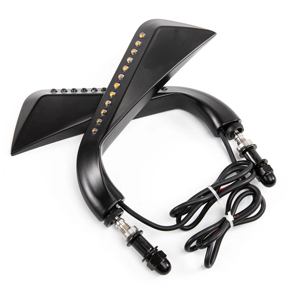 8mm Black Chrome Motorcycle Mirrors led turn signals Rearview Mirror For Harley Dyna Bobber Chopper Old School 1982-2018 Up