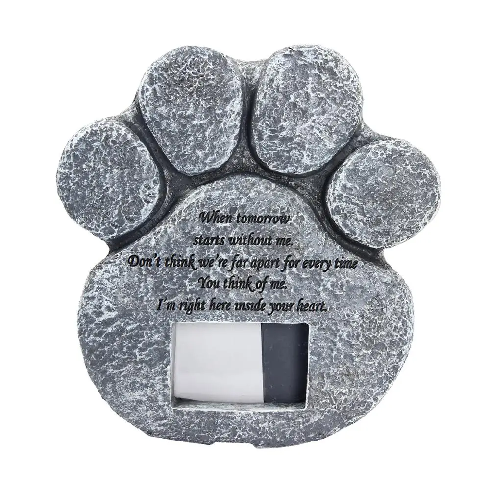 

Pet Memorial Stones for Loss of Pet Gifts Paw Print Shaped Tombstone Pet Dog Cat Grave Photo Frame Memorial Gifts