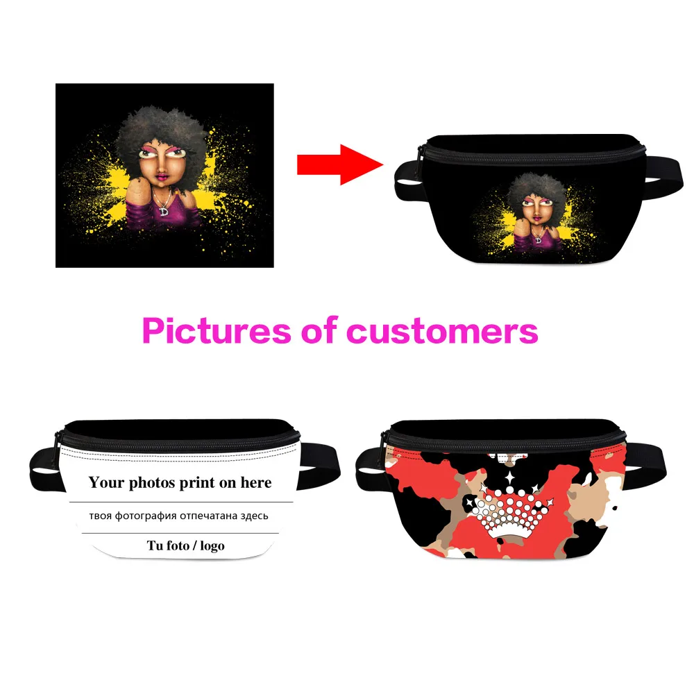 Custom Your Logo/Image Waist Bag DIY Photo Belt Bags For Running Polyester Fanny Packs Unisex Sport Phone Money Banana Bag Pouch