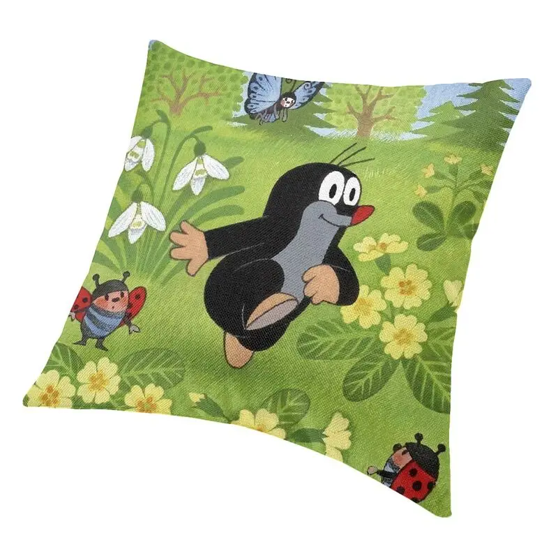 Cute Happy Mole Krtek Nordic Throw Pillow Covers Home Decorative 3D Printing Custom Cartoon Little Maulwurf Car Cushion Case