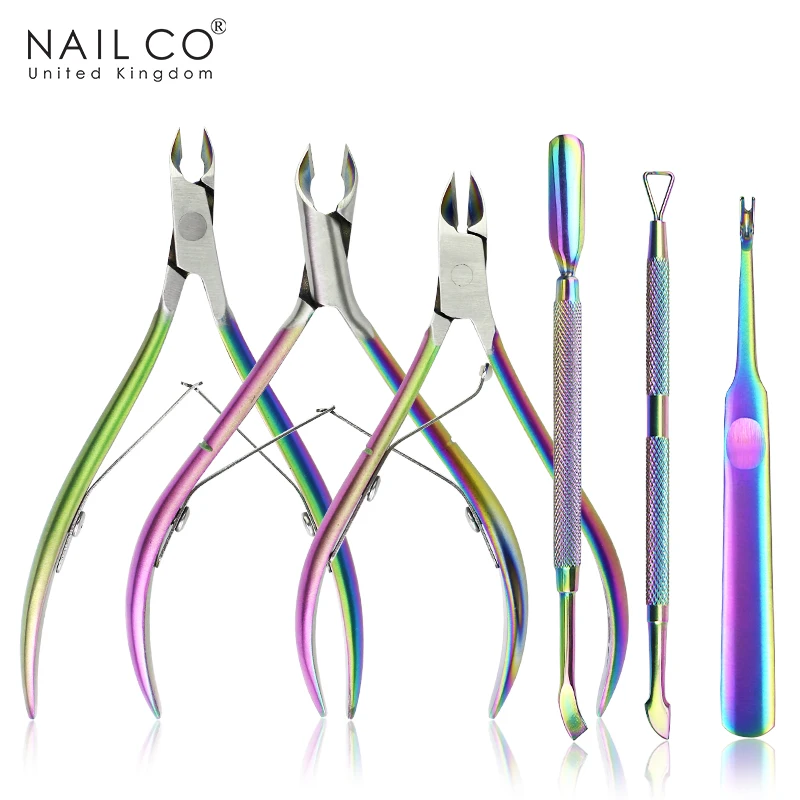 NAILCO di alta qualità in acciaio inossidabile UV unghie Gel Remover Nail cuticola pinzette pelle morta Pusher Clipper Nail Art Manicure strumenti