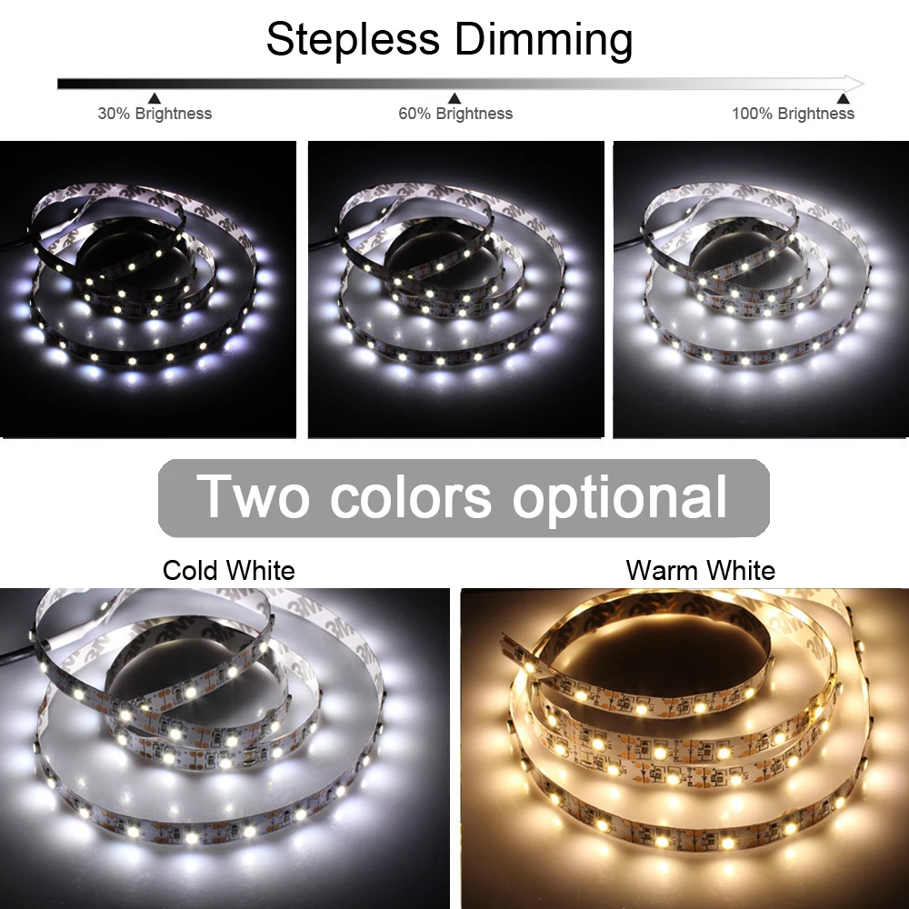 5V 1M Led Strip Light Dimmable Lamp With Touch Dimmer Switch 2835 LED Tape USB Power Flexible LED Diode Decoration Nightlights