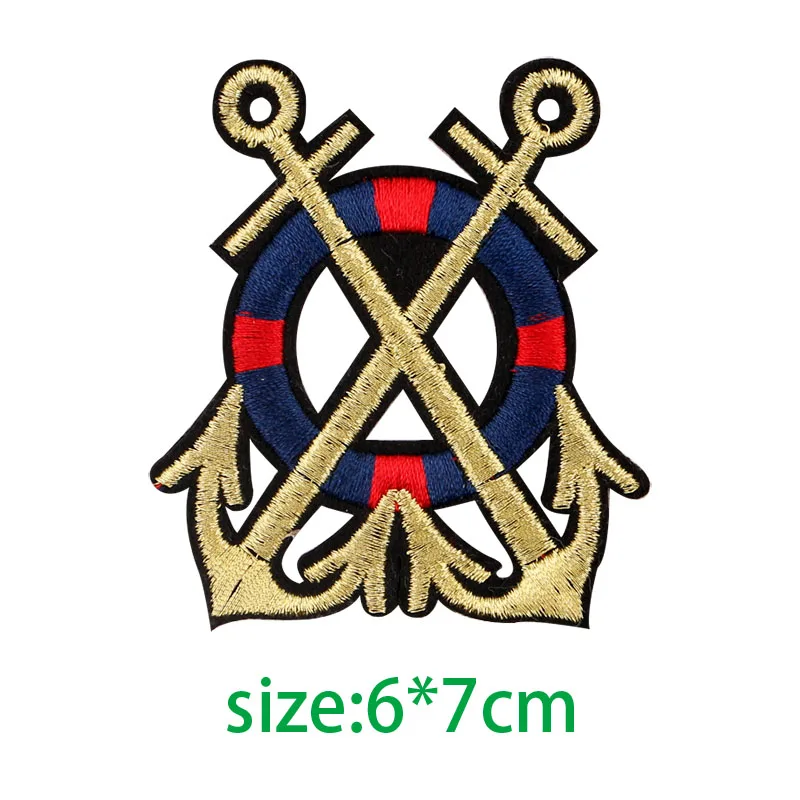 Fashion Ship Anchor Sequins icon Embroidered Applique Patches for Clothing DIY Iron on Badge on the Backpack
