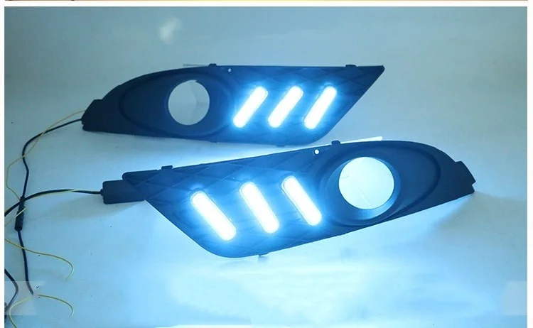 

Osmrk led drl daytime running light for Ford focus 2007 with moving yellow turn signals and blue night running light