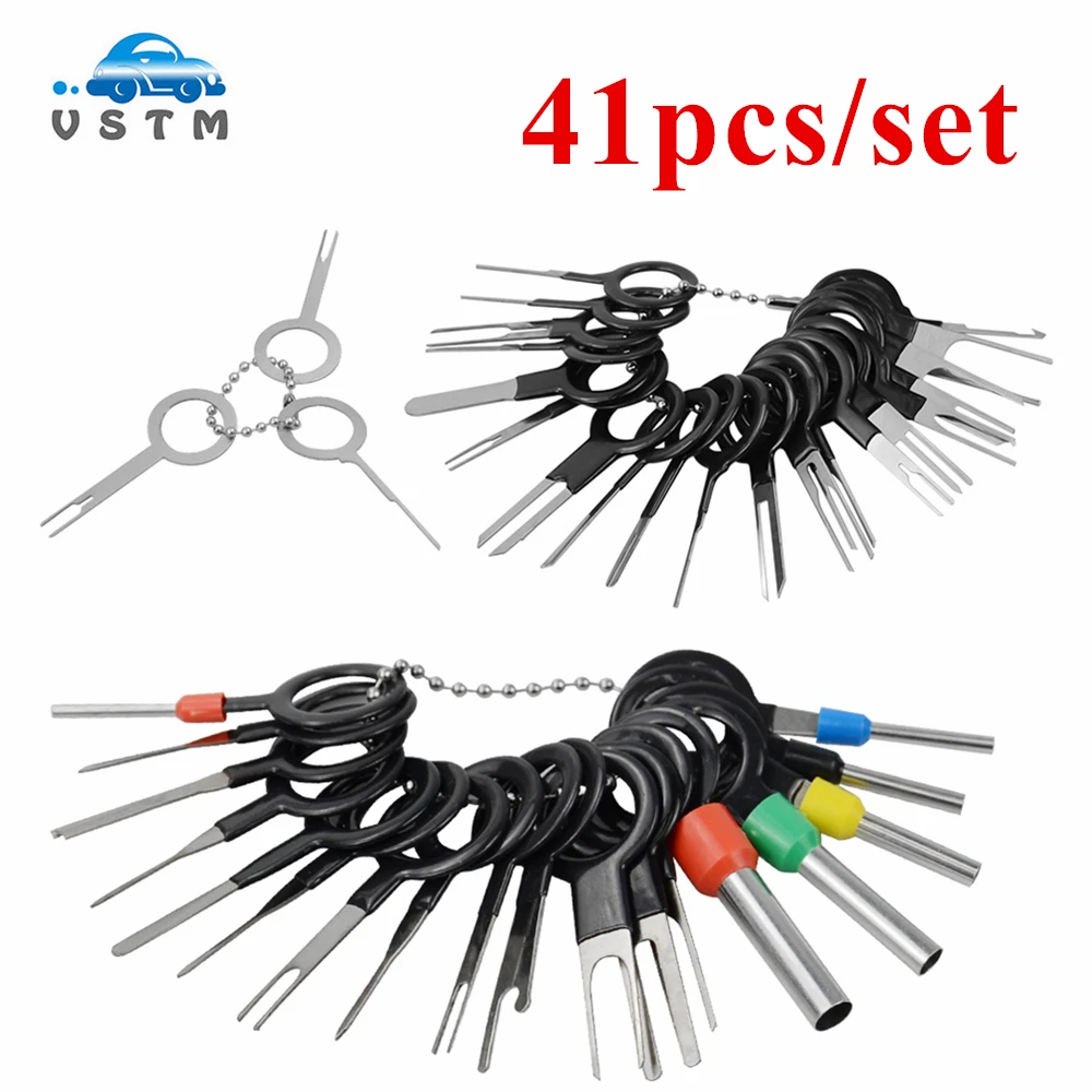 Car Terminal Removal Kit 41pcs/38pcs Auto Pin Wire Connector Extractor Automotive Electrical Plug Crimp Puller Car Repair Tool