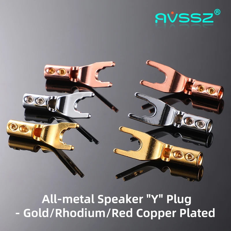 Audio Speaker Wire Y Plug Solder-free U-shaped All-metal Plug Red Copper Plated Fever Audio Amplifier Connector Fits 4.2mm Cable