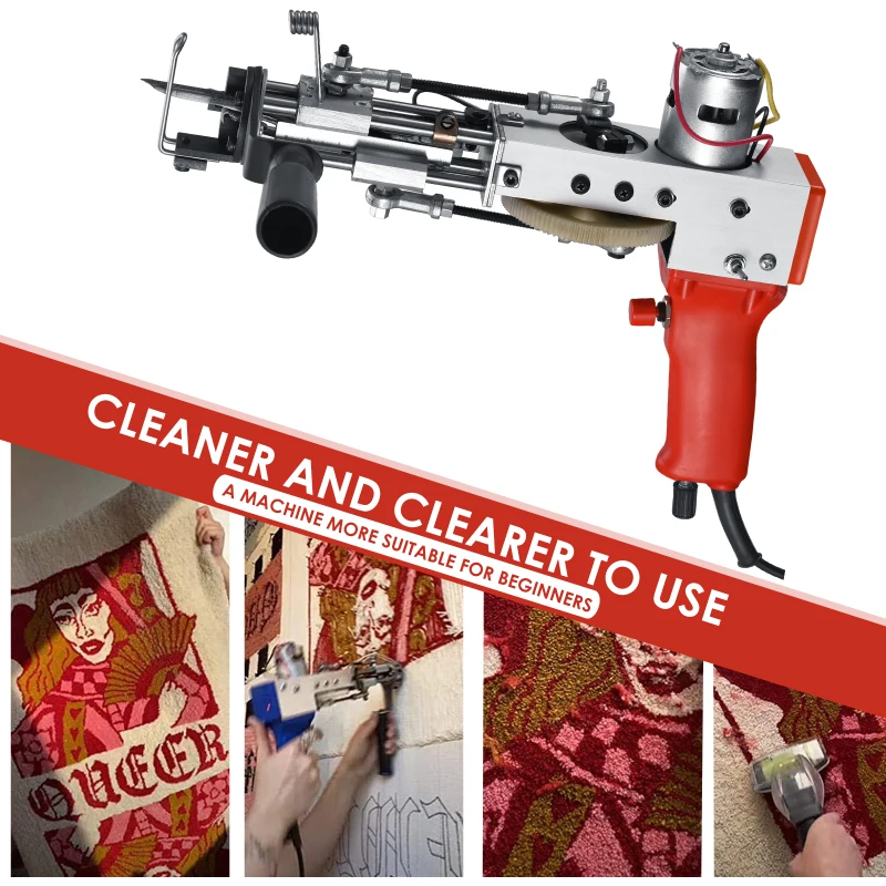 All-aluminum Heavy-duty Red Electric Carpet Tufting Gun Hand Gun Carpet Weaving Flocking Machines Loop Pile Cut pile EU Plug