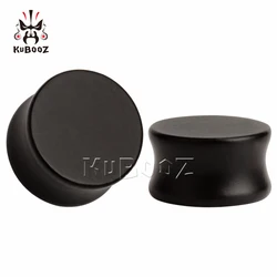 KUBOOZ Wood Plain Black Flat Ear Plugs Earrings Tunnels Piercing Body Jewelry Expander Stretchers 8mm to 50mm 2PCS