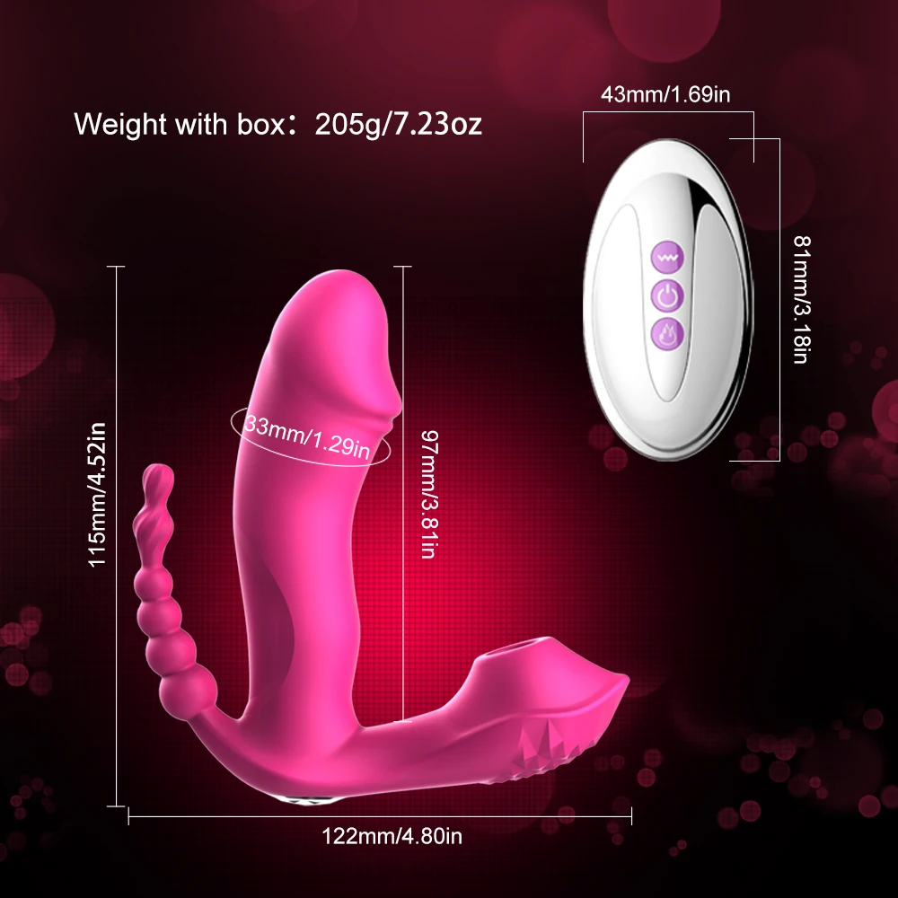 3 IN 1 Sucking Vibrator Women\'s Dildo Anal Beads Vagina Clitoris Stimulation Wearable Vibrators Female Oral Sex Toys for Women