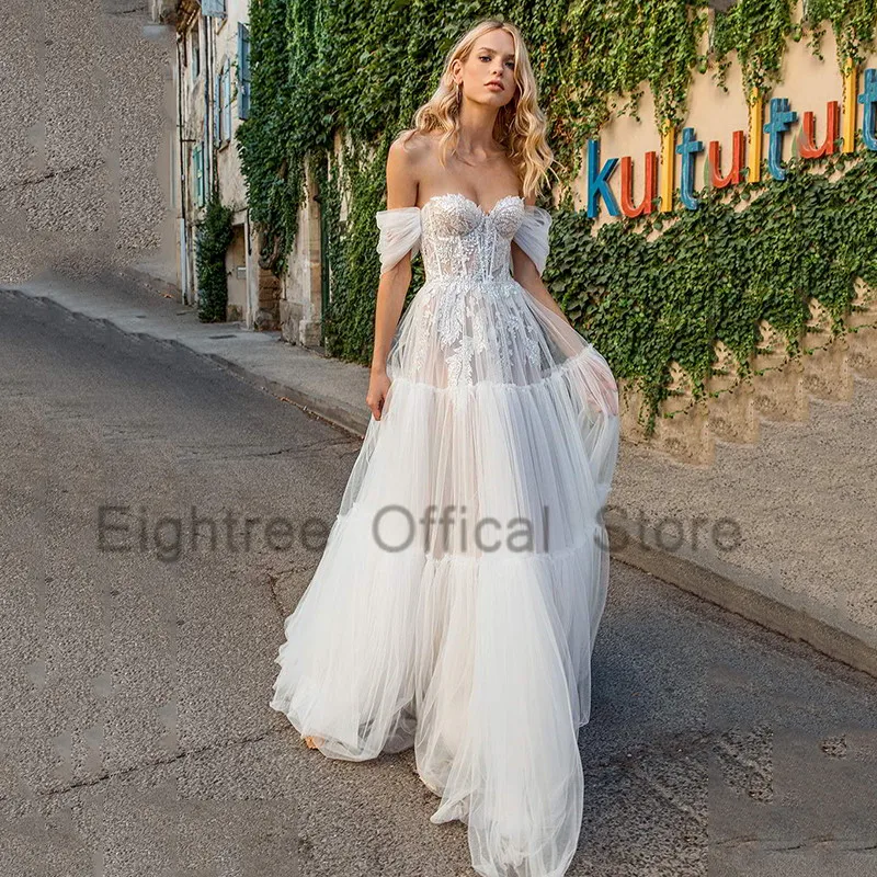 Eightree abiti da sposa Sexy in pizzo con spalle scoperte 2021 abiti da sposa Vintage abito da sposa Sexy Boho Vestido de Noiva princess esa