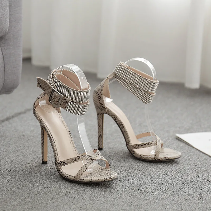 2023 Summer Women Sandals Thin High Heels Shoes Fall Best Street Look Round Toe PU 11.5CM Buckle Strap women shoes size 35-42