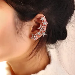 1PCS Fashion Crystals Stars Ear Clip Cuff Wrap Earrings No Piercing-Clip On Cartilage Wrap Earring for Women
