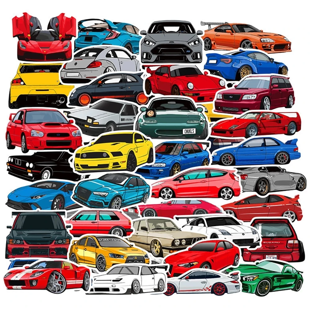 10/50/100PCS Retrofit Racing Car Graffiti Stickers Motorcycle Car Skateboard Guitar Waterproof Cool Sticker Decal Classic Toys