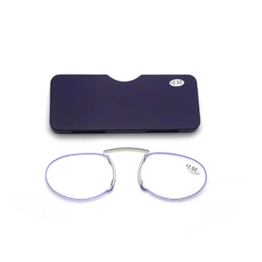 Sighttoo Rimless Foam okulary do czytania Mini presbyopic zacisk na nos dla mężczyzn kobiety pince-nez przenośna lupa owalna z etui + 1 + 2.