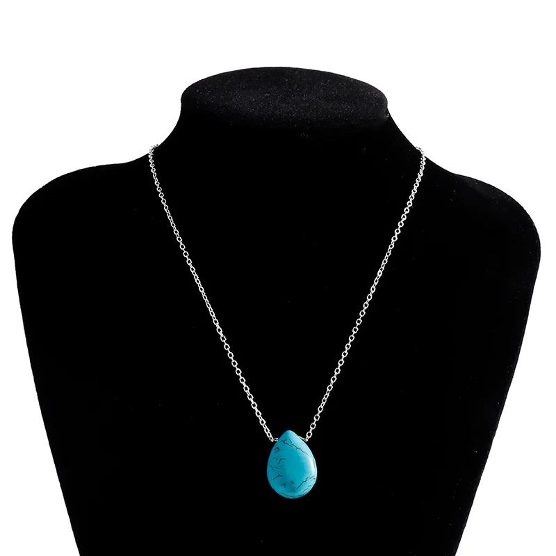 Aihua Mode Böhmischen Wasser Tropfen Form Naturstein Anhänger Halsketten Schlüsselbein Kette Halsketten & Anhänger für Frauen Schmuck – Detail 9