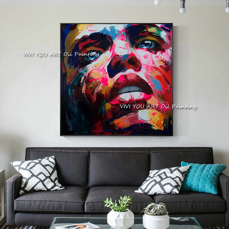 

Large Size Colorful Palette knife Graffiti Women Face Oil painting 100%Handpainted Beautiful Pictures Wall Art Decoration