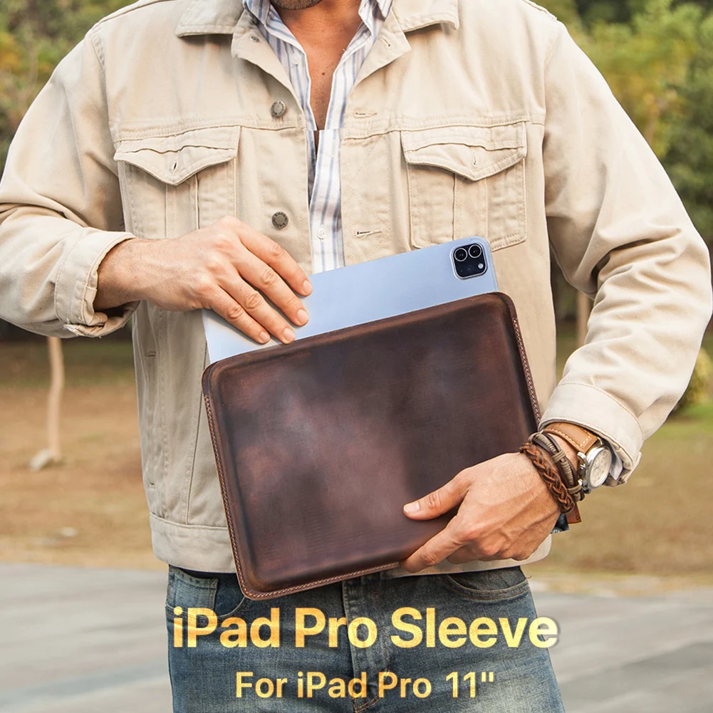 Cowhide Sleeve Cover for iPad Pro 11 Case iPad Air 3 4 Air 5 10.9 Case for iPad 7th 8th 9th 10th Generation Leather Case 10.2