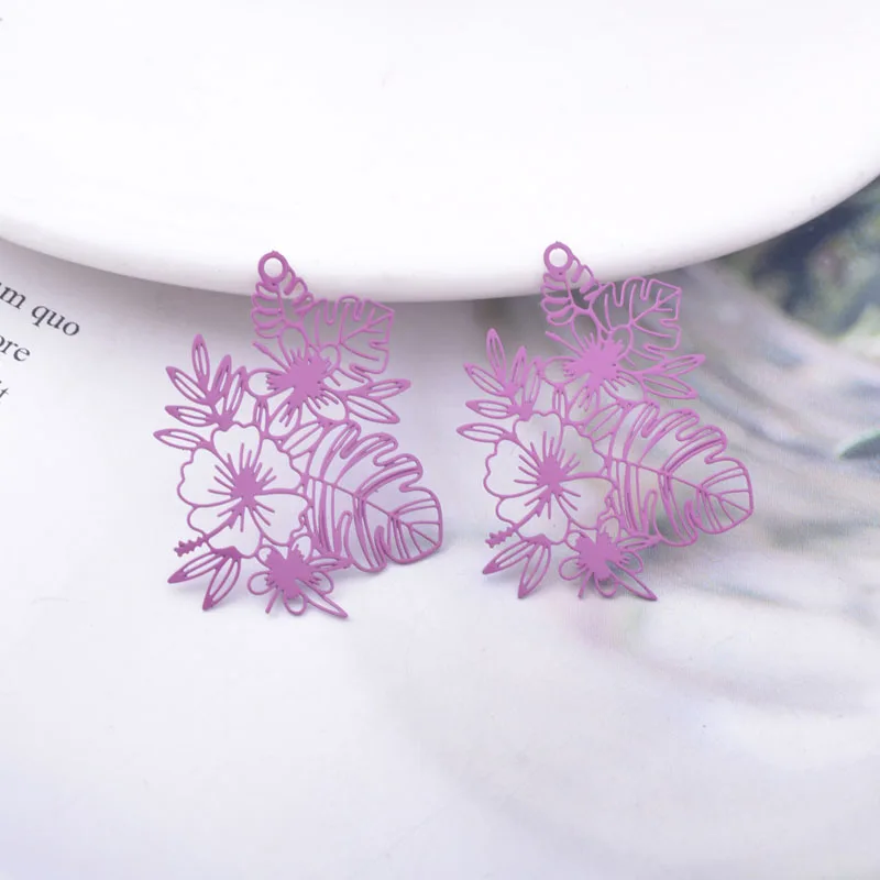 30 Stück AB6737 30*25mm Bemalte Messing-Tropenblätter-Anhänger DIY Schmuck Ohrring-Zubehör – Detail 6
