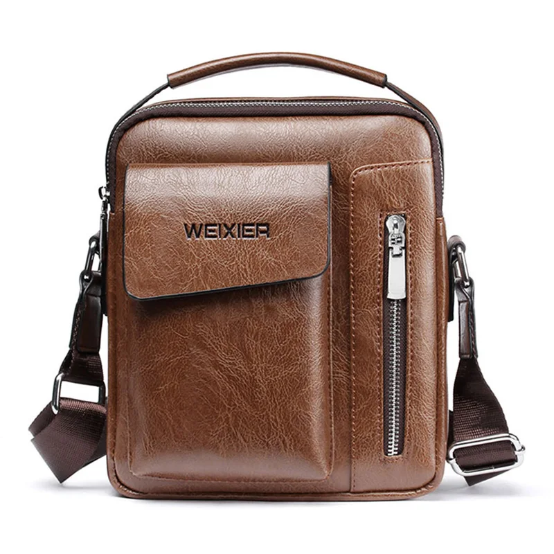 

Vintage Small Leather Shoulder Bags For Men Business Handbag Retro Mini Messenger Bag Luxury Brand Multi-function Crossbody Bags