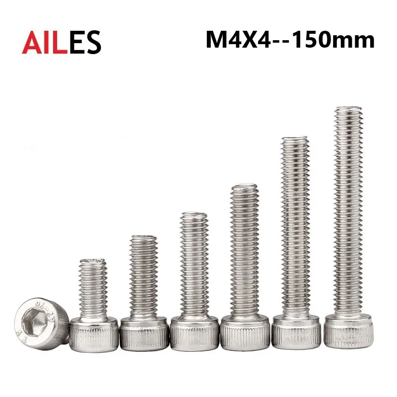 

M4 304 Stainless Steel Allen Hexagon Hex Socket Cap Head Screws DIN912 Bolt 4mm x 4 5 10 12 30 35 40 45 100 110 120 130 150mm