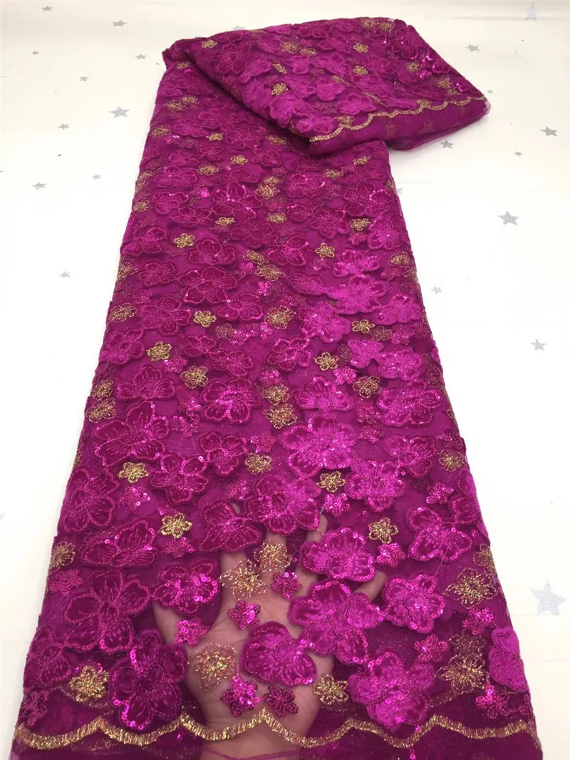

7 Colors Option H-2.110403 Gorgeous Sequins Applique Mesh Embroidery French African Lace Fabric for DIY Sewing Dress