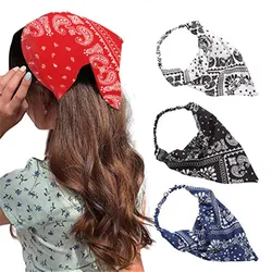 New Vintage Triangle Print Bandana For Women Bohemian Hair Scarf Summer Elastic HairBand Fashion Girl HeadScarf Hair Accessories