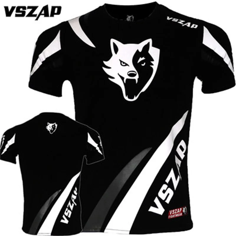 VSZAP-Men's Kick Boxing T-shirt, Fighting Workout Clothes, Muay Thai Training, Quick Dry, MMA Fighting Sports Running