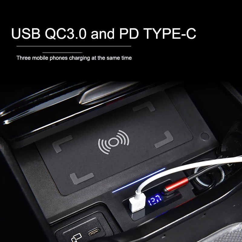 Wireless Charger For Mercedes Benz A B Class W177 W247 GLB X247 CLA GLA Phone Charging Holder PD USB-C Interface Fast Charging