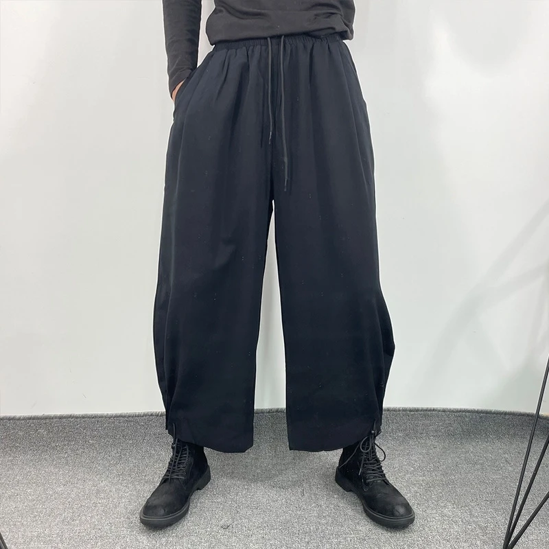 Trendy Male Designer Simple Solid Color Loose Straight Pants Fashion Trend Neutral Style Personalized Versatile Harlan Pants