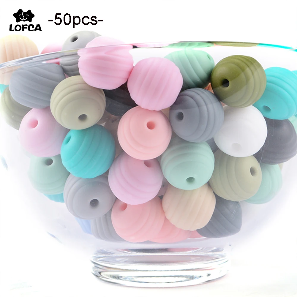 

LOFCA 50pcs Beehive Silicone Beads Baby Teething Round Spiral Food Grade Beads 15mm DIY Threaded BPA Free Beads Baby Teethers