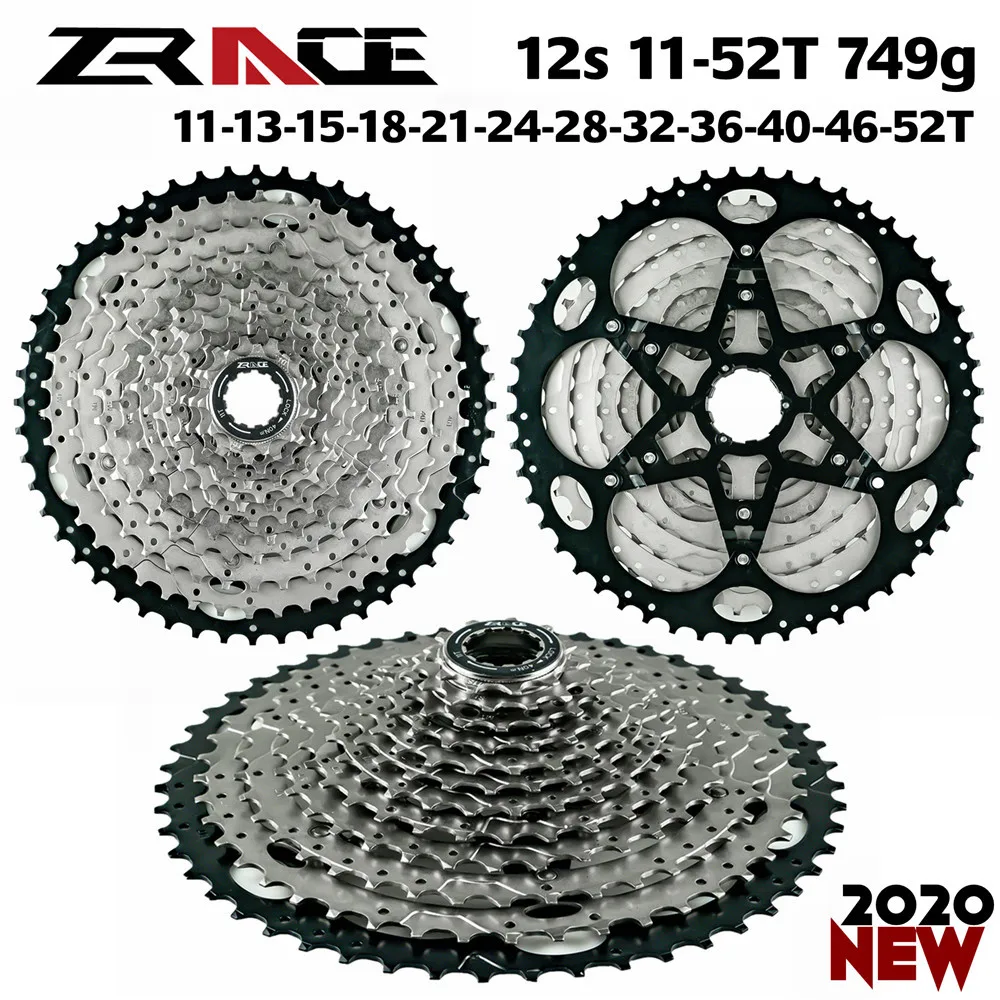 

2024 NEW ZRACE Bicycle Cassette 12 Speed MTB Bike Freewheel 11-46T/50T/11-52T for M9100 / Eagle 12S silver Cassettes ZR-MTB-12S