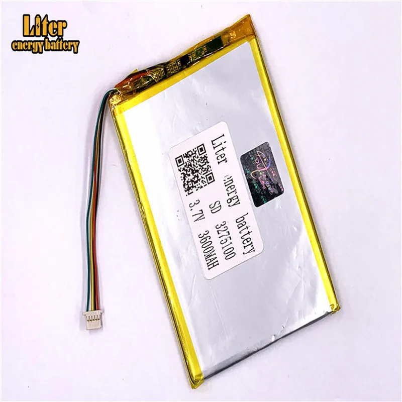 1.0MM 5pin connector 3275100 3075100 3600mah 3.7V Rechargeable lipo battery solar li ion polymer lithium battery Tablet PC