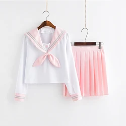 Uniforme escolar japonés rosa claro para mujer, falda JK, uniforme de clase, traje de marinero, traje de viento universitario, 2023