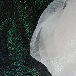 White Shiny Fish-Scale Pattern Tulle Mesh Fabric for Girls' Dress, Garments Sewing, Decorative, 45x150cm per Piece