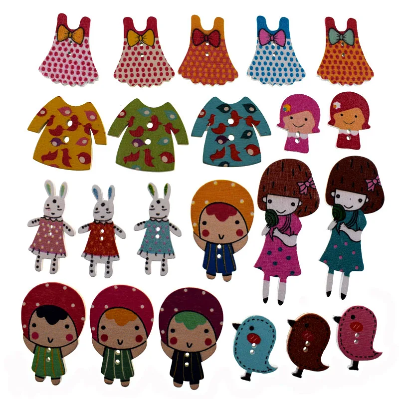 

10/20pcs Mixed animals 2 Hole Wooden Buttons for clothing kids scrapbooking crafts DIY Baby Children sewing button Decoration